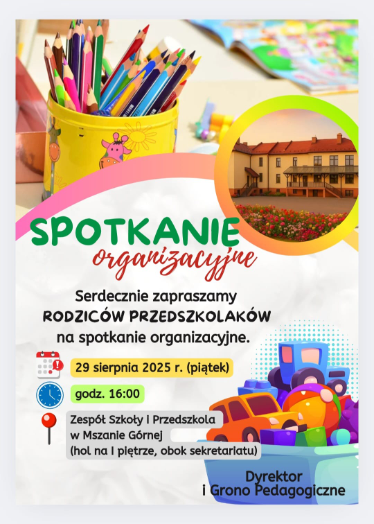 Spotkanie organizacyjne dla rodziców przedszkolaków